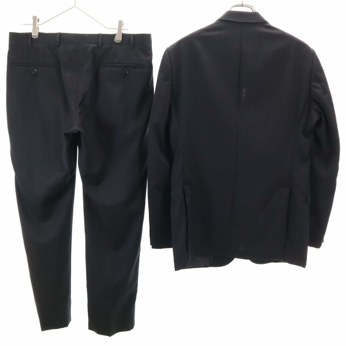 古着 Emporio Armani エンポリオアルマーニ ストライプ パンツスーツ 上下 セットアップ 48 ブラック系 メンズ 【中古】