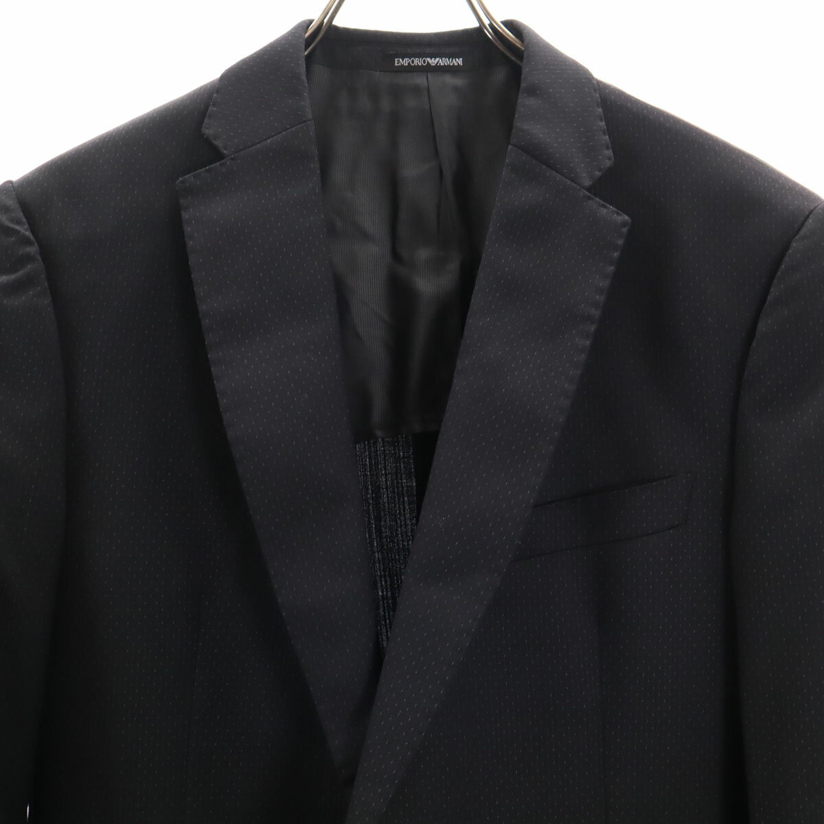 古着 Emporio Armani エンポリオアルマーニ ストライプ パンツスーツ 上下 セットアップ 48 ブラック系 メンズ 【中古】