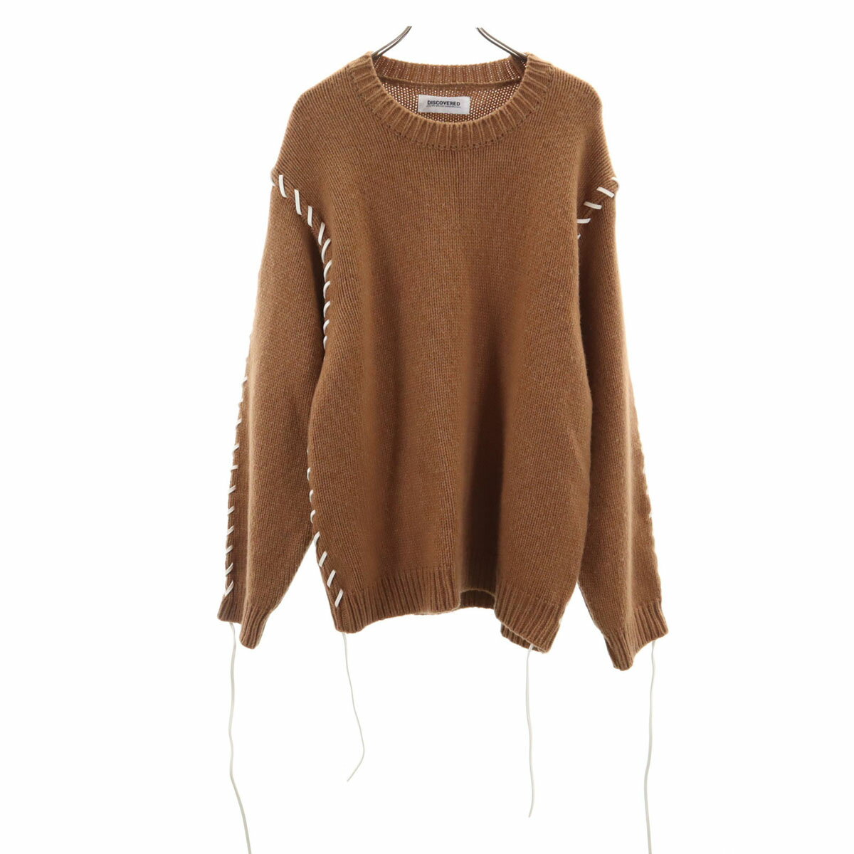古着 DISCOVERED ディスカバード 23AW 日本製 長袖 レザールーピング セーター 3 ブラウン ニット メンズ 【中古】
