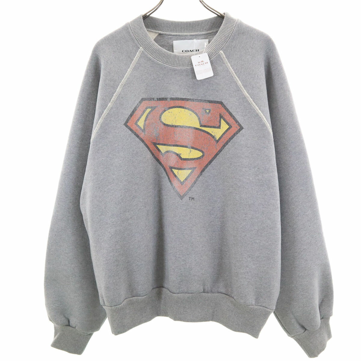 古着 未使用 COACH コーチ スーパーマン85周年記念 ポルトガル製 長袖 スウェット トレーナー L グレー 裏起毛 メンズ 【中古】(4)
