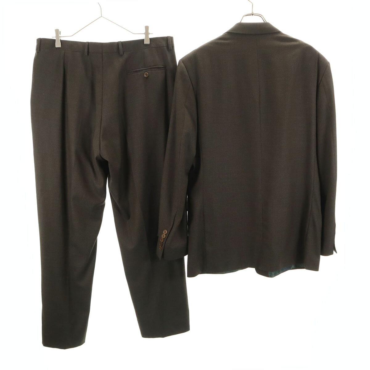 古着 美品 Paul Smith LONDON ポールスミスロンドン ポルトガル製 スーツ 上下 セットアップ 44/W37 ブラウン メンズ 【中古】