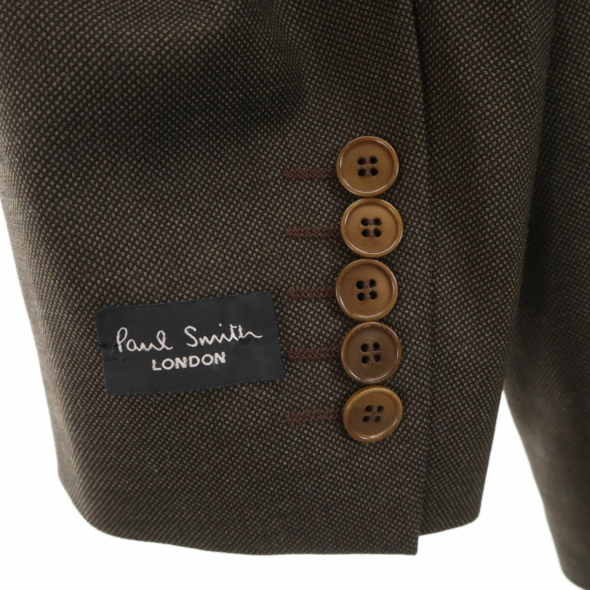 古着 美品 Paul Smith LONDON ポールスミスロンドン ポルトガル製 スーツ 上下 セットアップ 44/W37 ブラウン メンズ 【中古】