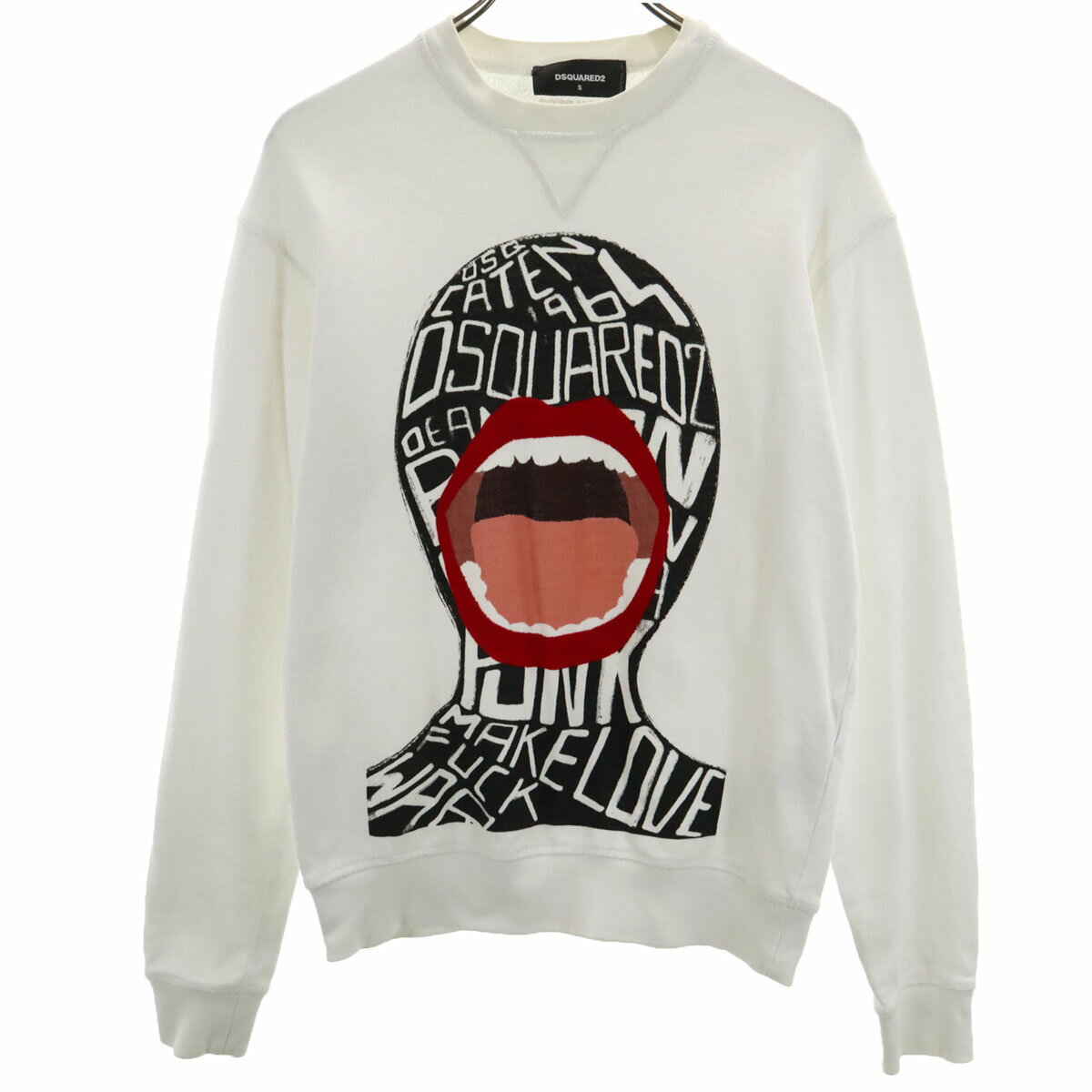 古着 DSQUARED2 ディースクエアード ポルトガル製 スクリーミングマン 長袖 スウェット トレーナー S ホワイト メンズ 【中古】