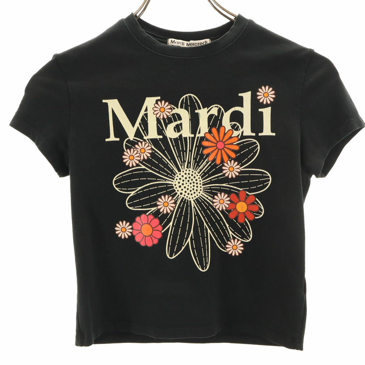 Rakuten - 古着 Mardi Mercredi マルディメクルディ 花 半袖 ショート丈 Tシャツ ONE SIZE ブラック レディース 【中古】