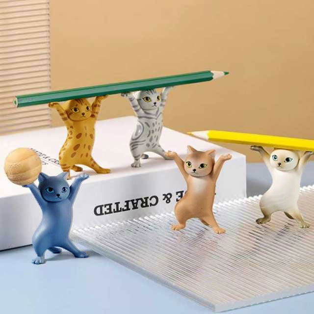 5個セット ネコ 猫のペン立て ぺんおき 猫の置物 猫 置物 モデル 踊る猫 ペンホルダー ヘッドフォンホルダー かわいい 手作り おしゃれ 癒しグッズ ダンス猫グッズ 手工芸品 レゼント [3]