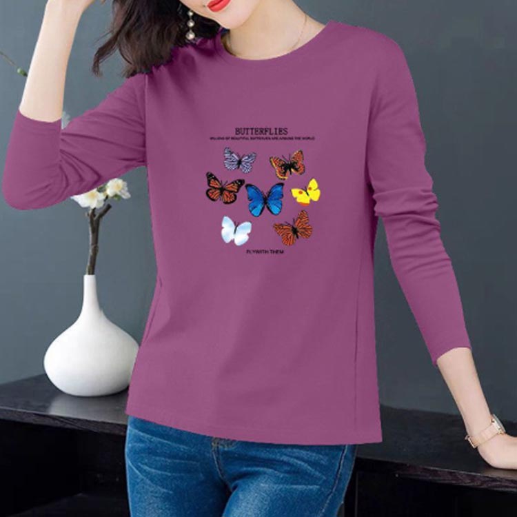 Tシャツ 中年 トップス 春 シニア 長袖 ゆったり 上品 レディース 大きいサイズ トップス 秋 冬 クルーネック トップス 長袖 tシャツ 花柄 プリント カットソー シンプル カジュアル レイヤード 母の日 bellissima-km-10004366 Bellissima サンプル画像2