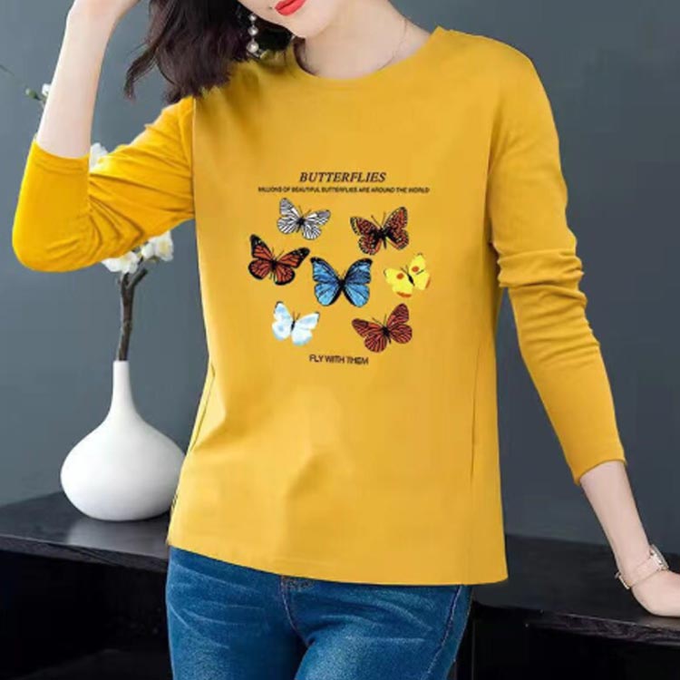 Tシャツ 中年 トップス 春 シニア 長袖 ゆったり 上品 レディース 大きいサイズ トップス 秋 冬 クルーネック トップス 長袖 tシャツ 花柄 プリント カットソー シンプル カジュアル レイヤード 母の日 bellissima-km-10004366 Bellissima サンプル画像3