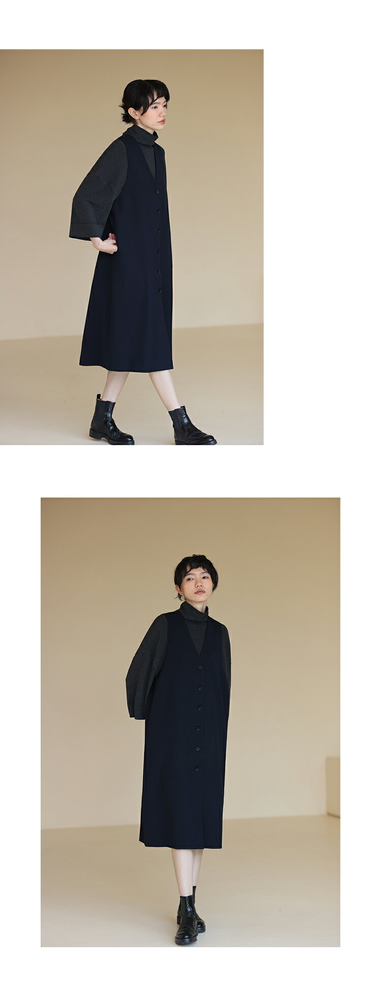 ワンピース レディース ジャンパースカート ノースリーブ ロング丈 キャミソール 秋冬 大人 vネック 大人 オフィス ミディアム きれいめワンピース 低身長 ワンピ ロング丈 膝丈 Vネック ワンピスター オシャレ 体型カバー きれいめ 20代 30代 春 夏 秋 冬