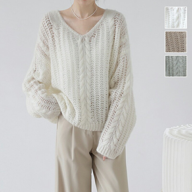 メッシュニットカットソー長袖秋服レ...