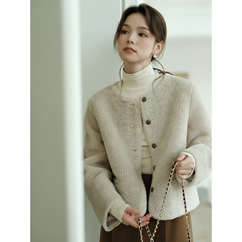 Atose ジャケット ミドル丈 モコモコ ふわふわ ボア アウター ゆったり 体型カバー 長袖 シープボアアウター コート ウールコート キャンプ ウェア 冬用 冬服 結婚式 入学式 卒園式 卒業式 入園式 30代 40代 50代