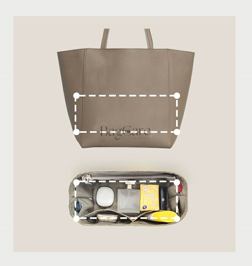 バッグインバッグ セリーヌ用 Celine phantom S/L対応 インナーバッグ ファントム対応 ナイロン 軽量 自立 チャック付き 小さめ 大きめ バッグの中 整理 整頓 通勤 旅行バッグ 防水 水洗可能 バッグ 内部 底 汚れ防止 BagCare bellperleshop-10000901 bellperleshop サンプル画像2