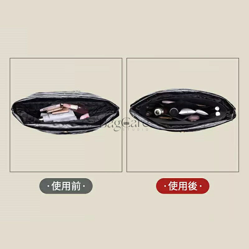 【シャネル専用 防水タイプ】バッグインバッグ Chanel 22bag対応 デュポン紙素材 撥水表地 軽量 収納 整理 仕切り 水洗い 超薄手インナーバッグ 小さめ 大きめ バッグの中 整理 整頓 通勤 旅行バッグ 水洗可能 カスタマイズ バッグ 内部 底 汚れ防止 BagCare bellperleshop-10001200 bellperleshop サンプル画像2
