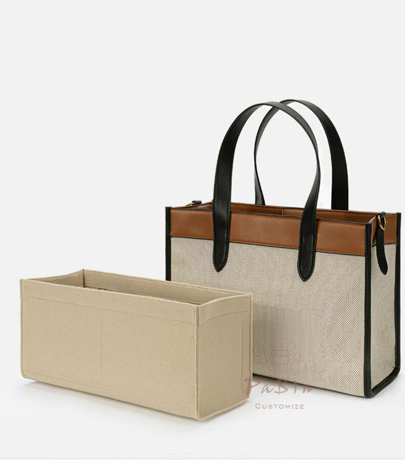 楽天bellperleshopバッグインバッグ コーチ Coach FIELD TOTE フェルト 軽量 自立 チャック付き 小さめ 大きめ バッグの中 整理 整頓 通勤 旅行バッグカスタマイズ　定制