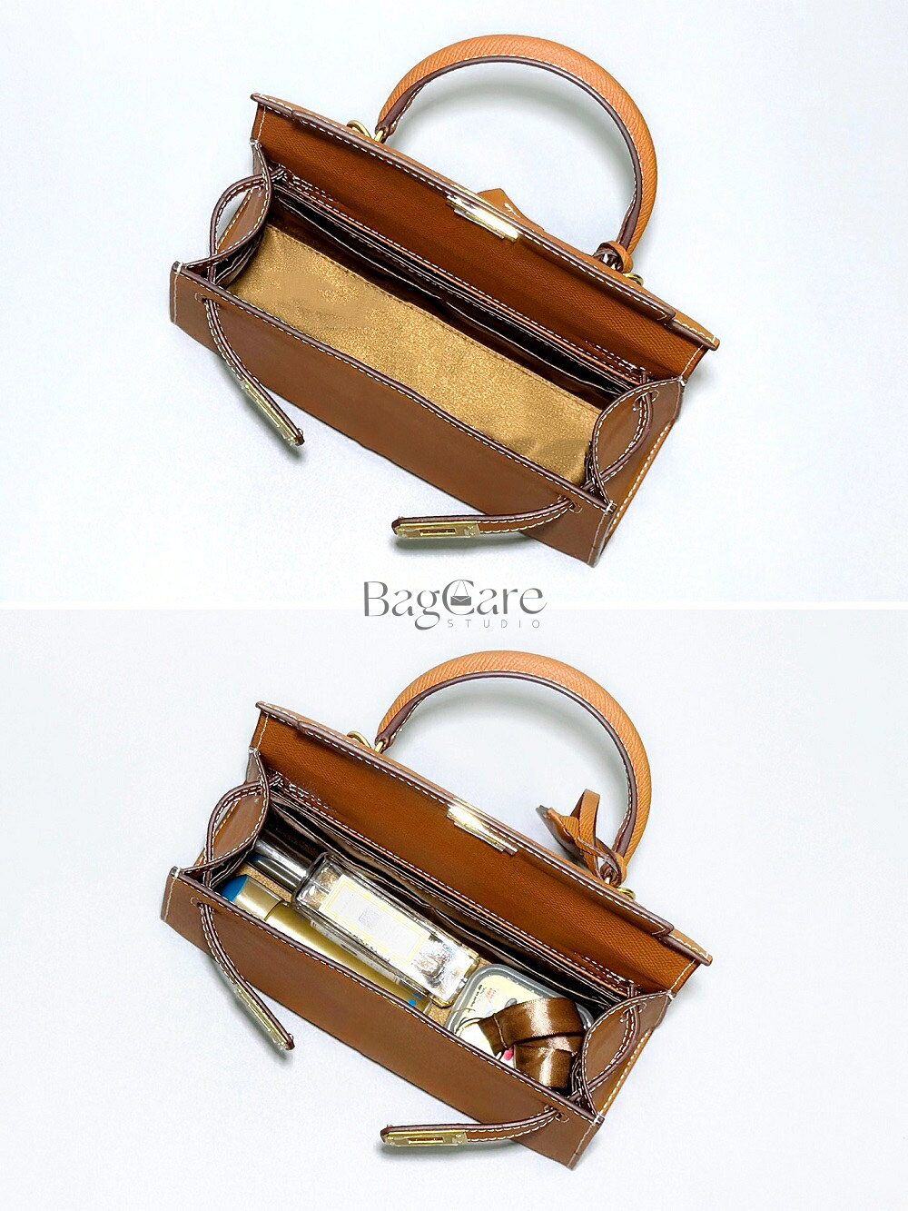 バッグインバッグHermes Kelly mini 対応 ナイロン 軽量 自立 インナーバッグ チャ...