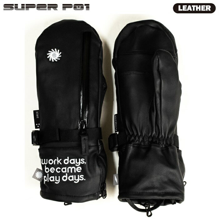 24-25 3REE スリー ミトン グローブ SUPER P01 LEATHER スーパープレイ レザー URBAN BLACK スノーボード [インナーグローブ付き] プレイ プレイデザイン P01