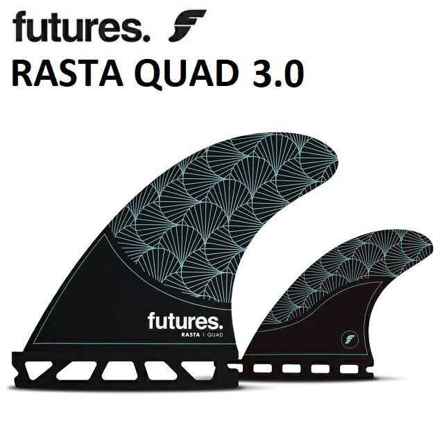 【futures.fins】 futures.は常に革新的なコンセプトのもとプロダクトを開発しています。 優れたライダー達によるフィードバックと幾多に及ぶテストによって生まれたフィンデザインには、数え切れないほどの創造的なアイデアが詰め込まれている。 最新鋭のテクノロジーを駆使し、洗練された豊富なフォイルデザイン。フィンのレスポンスを最大限に飛躍させる強靭なフィンシステム。革新的かつ独創的なマテリアル。 futures.のデベロップチームは今も日々、探究心と向上心を持ち続け、常にクリエイティブなフィンデザインをサーファーに提供し続けることをポリシーとしています。 【RASTA QUAD 3.0】 デイブ・ラスタビッチによってデザインされた、QUADモデル。 ハニカムとV2-Foilをフロントフィンに組み合わせることで、ルース感を生み出しスピード性の高さと回転性の良さを可能にする。 ■サイズ：SIDE Height 113mm / Base 109mm / Area 9497mm REAR Height 96mm / Base 96mm / Area 7116mm ■適応体重：65kg〜80kg (MEDIUM) ■付属品：ケース、フィンキー 【FUTURES. FINS 正規販売店】 アフターケアーもお任せ下さい。 ご安心してお買い求めください。 ---------------------------------------------------- ※パソコン、モニター等の環境により色が実物と異なる場合がございます。 ご了承くださいませ。 ---------------------------------------------------- 【在庫について】 在庫は実店舗と共有しております。完売の際はご了承ください。 メーカー希望小売価格はメーカーカタログに基づいて掲載しています