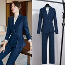 ★カジュアルスーツ 美容師 2点セット上着+パンツ/スカート レディース ファッション ストライプ柄 長袖 結婚式 上品