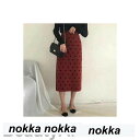 ペンシルスカート レディース 厚手 ロング丈 ドット柄 水玉柄 シンプル オシャレ カジュアル ボトムス 秋 冬 ハイウエスト プレゼント ギフト