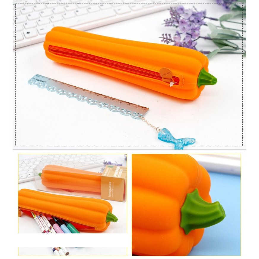 ペンケース おもしろい かわいい ペンポーチ 野菜 ゴーヤ 白菜 にんじん チリ トウモロコシ 筆箱 小学生 シリコンゴム ペンポーチ 食べ物 おしゃれ 可愛い 2
