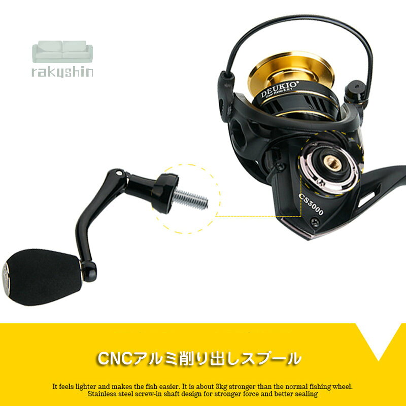 【送料無料】リール スピニングリール 釣り具 初心者 釣り 入門用 CS2000番 3000番 4000番 5000番 6000番 7000番 軽量 淡水釣り海釣り ギア比5：0：1 左右交換可能 淡水 海水 耐久性 EVA ハンドルノブ 投げ釣り belltree-10000230 ベルツリー楽天市場店 サンプル画像3