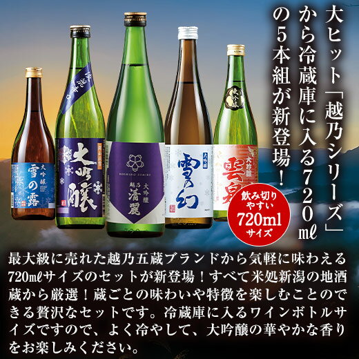 特別送料無料 日本酒 父の日 大吟醸酒 特割 越乃五蔵 大吟醸 飲みくらべ 5本組 飲み比べセット 720ml 5本 49%オフ 父の日 2024 ギフト プレゼント お父さん 男性 義父 父 父親 贈り物 お礼 感謝 【ギフト対象商品】 2