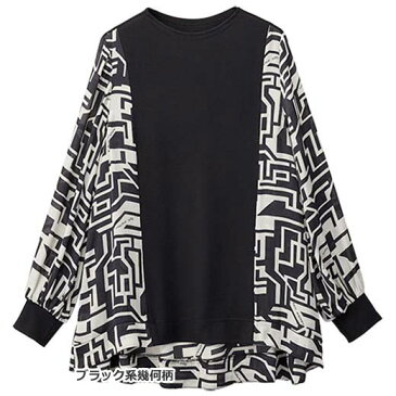 【最大1000円OFFクーポン配布中】カットソー・プルオーバー M L LL 3L プリント切替ブラウス(M〜3L) 30代 40代 50代 ミセス レディース ファッション ベルーナ Ranan ラナン 大人 秋 秋服 トップス