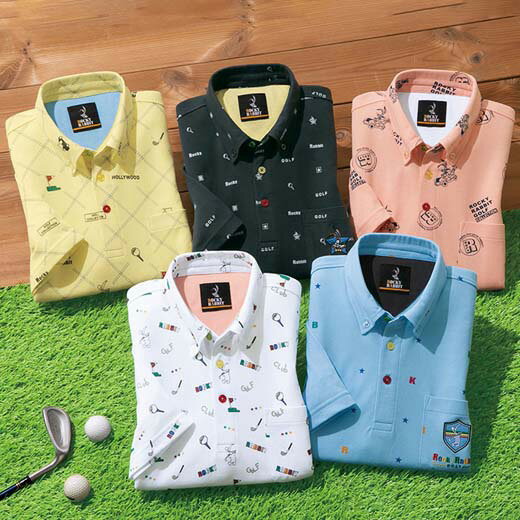  ポロシャツ ＜ロッキーラビット＞ゴルフデザイン総柄ポロシャツ(3L～5L) ベルーナ 30代 40代 50代 メンズ メンズファッション 紳士 大人 ファッション メンズライフ シャツ