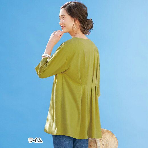 ＼まとめ買い最大20％OFFクーポン／チュニック 後ろ姿で魅せるタック使いチュニック(3L〜5L) レディースファッション ミセス 大人 盛夏 トップス 体型カバー 40代 50代 Belluna ベルーナ