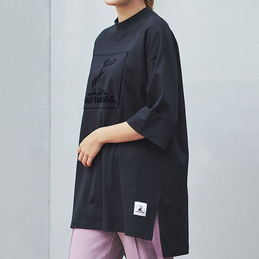 【4時間限定20％OFFクーポン配布中♪】Ranan（ラナン） カットソー プルオーバー ＜CAPTAIN　STAG＞綿100％エンボス加工七分袖Tシャツ(M～LL) ミセス 大人 レディース ファッション トップス Tシャツ 在庫処分 30代 40代のサムネイル