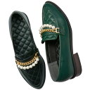 ローファー S(22.5cm) M(23.0〜23.5cm) L(24.0cm) LL(24.5cm) ビジュー&パールラインキルティングローファー(S(22....
