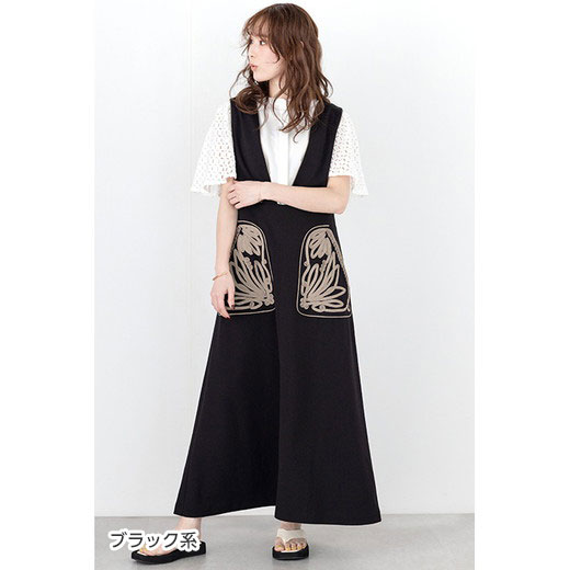 ＼最大2,000円OFFクーポン配布中！／ジャンパースカート M L LL 3L コード刺しゅうジャンスカ(M〜3L) 30代 40代 レディースファッション Ranan ラナン 夏 ジャンパーワンピース ワンピース 大人
