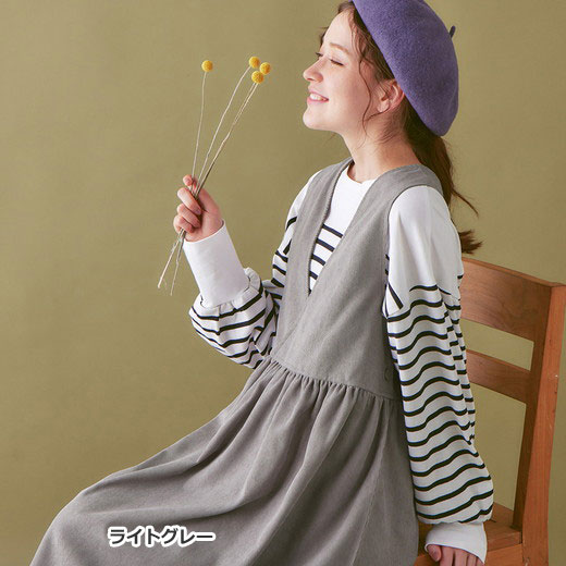 ジャンパースカート M L LL 3L 細コーデュロイギャザージャンスカ(M〜3L) レディース レディース Viola e Viola ヴィオラ ジャンパーワンピース ワンピース 大人