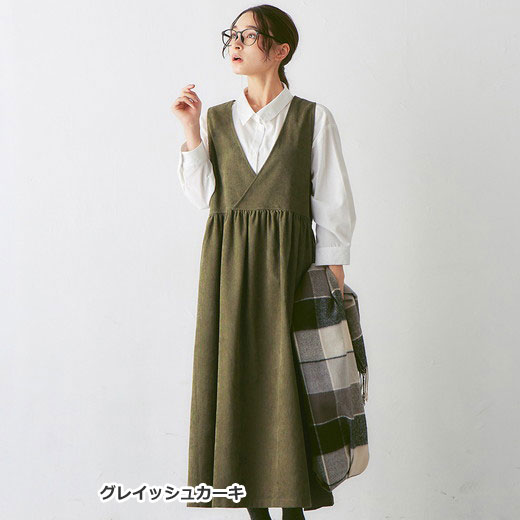 ジャンパースカート M L LL 3L 細コーデュロイギャザージャンスカ(M〜3L) レディース レディース Viola e Viola ヴィオラ ジャンパーワンピース ワンピース 大人