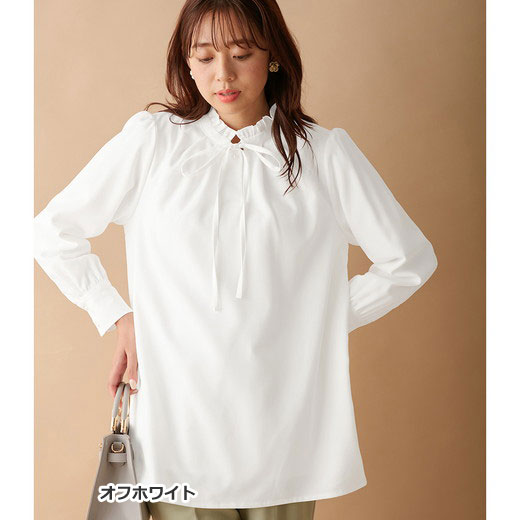 チュニック M L LL 3L ふんわり裏起毛ボウタイチュニック(M〜3L) レディース レデ...
