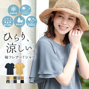 Viola e Viola（ヴィオラ エ ヴィオラ） 【WEB限定】Tシャツ M L LL 3L 4L 5L 【5つの機能付】袖シフォンTシャツ(M〜5L) レディースファッション 大人 夏服 トップス シャツ 30代 40代