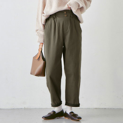 ＼早割全品10％OFFクーポン／フルレングスパンツ 綿混ストレッチウエストデザインシェフパンツ(M～3L) レディース Viola e Viola ヴィオラ ロングパンツ ロング丈 ボトムス パンツ