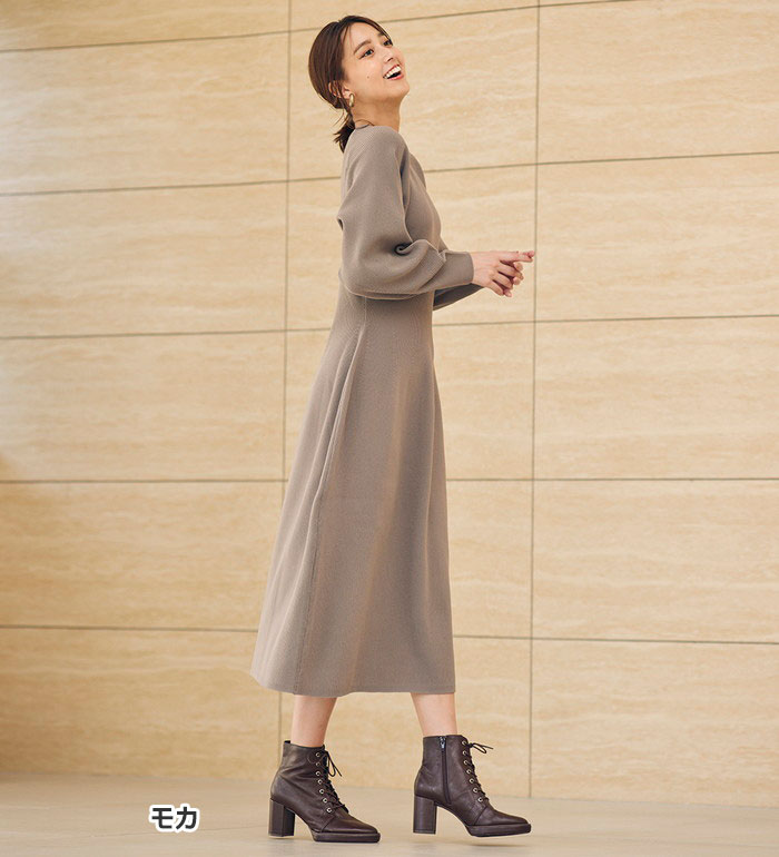 ＼最大2,000円OFFクーポン配布中！／ワンピース M L LL 3L コクーンシルエットニットワンピ(M〜3L) ベルーナ belluna 40代 50代 60代 ミセス 大人 レディース ラナン RANAN 秋冬 大人 おしゃれ