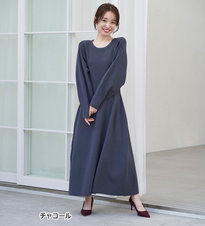 ＼最大2,000円OFFクーポン配布中！／ワンピース M L LL 3L コクーンシルエットニットワンピ(M〜3L) ベルーナ belluna 40代 50代 60代 ミセス 大人 レディース ラナン RANAN 秋冬 大人 おしゃれ