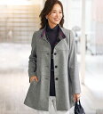 \GWクーポン利用で店内全品10%OFF/ハーフコート M L LL 3L 4L 5L ミックス調ウール混素材チェック使い切替コート(M〜5L) ベルーナ be...