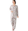 \GWクーポン利用で店内全品10%OFF/パジャマ M L LL 3L 4L 5L 【2着組】お花フリルの快眠キルトパジャマ(M〜5L) ベルーナ インナーコレ...