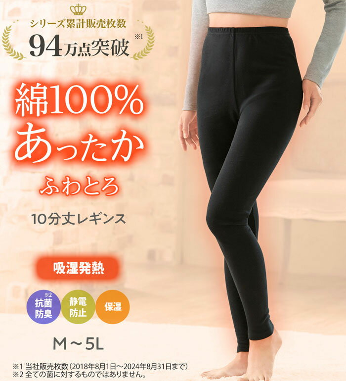 ＼最大2000円OFFクーポン／ レギンス レディース 吸湿発熱　素肌よろこぶ綿100％あったかインナー　レギンス M-5L ベルーナ belluna