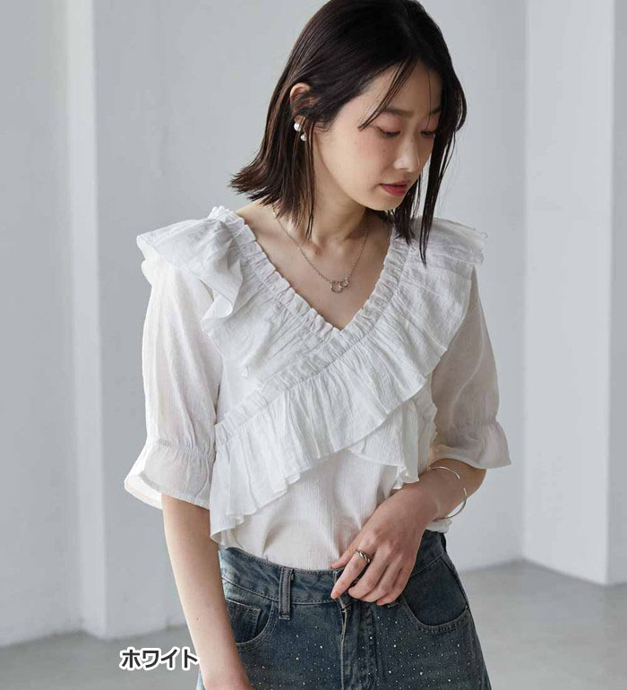 ＼お年玉クーポン2026円OFF／ブラウス レディース オフショルフリルブラウス 2025夏 RANAN ラナン S-LL