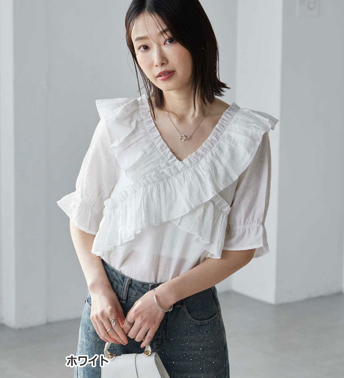 ＼お年玉クーポン2026円OFF／ブラウス レディース オフショルフリルブラウス 2025夏 RANAN ラナン S-LL