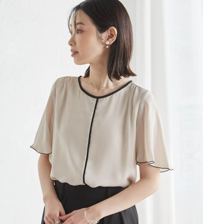 乐天商城 - 【期間限定：3290円→2303円！】ブラウス レディース ひんやり！配色ディテールインナー付ブラウス 2025夏 RANAN ラナン M-3L 高評価