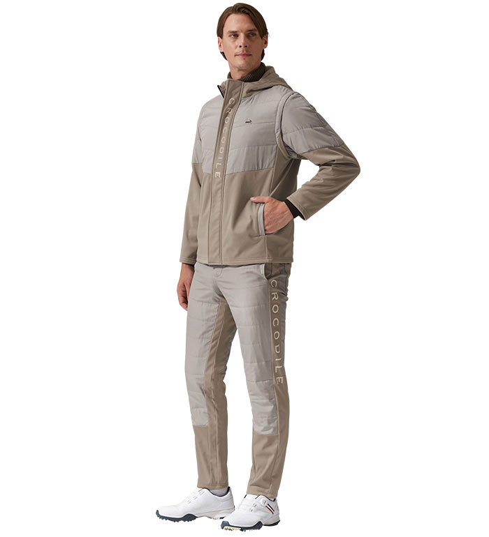 ＼早割全品10％OFFクーポン／ジャージ 上下 メンズ＜クロコダイル＞アクティブヒート防風ストレッチスーツ(S 股下65cm〜3L 股下75cm) 2025冬 スポーツウエア ゴルフウェア 2