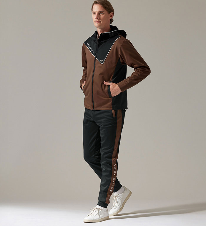 ＼まとめ買いクーポン配布中／ジャージ 上下 メンズ＜クロコダイル＞防風ストレッチアクティブスーツ(S 股下65cm～3L 股下75cm) 2025冬スポーツウエア ボトムス パンツ