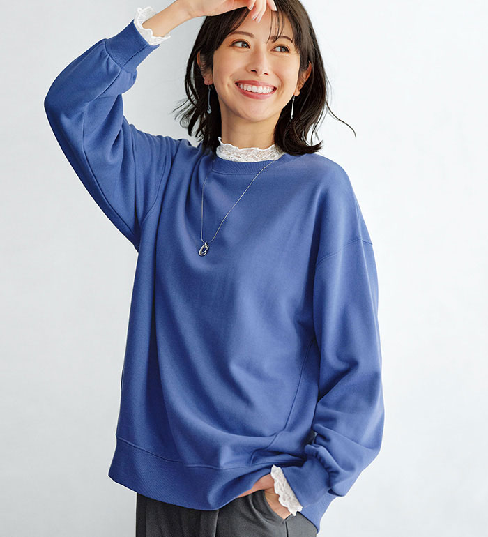 컷소우 풀오버 레이디스 경쾌한 면혼! 어른 사마 보이 스웨트 2025 겨울 베루나 belluna M~5L