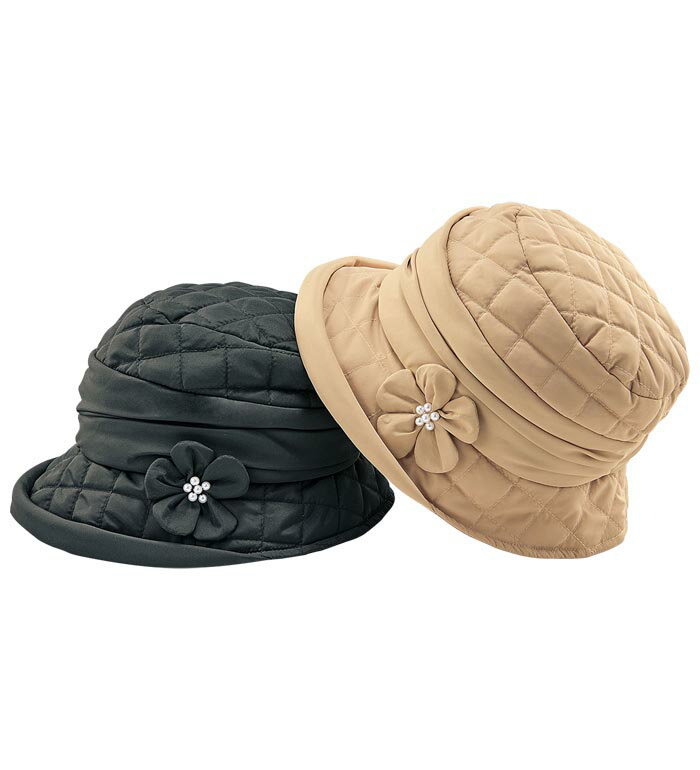 ＼まとめ買い最大2000円OFFクーポン／帽子 レディース コサージュ付はっ水キルティングクロッシェ 2025冬 ベルーナ belluna S〜M