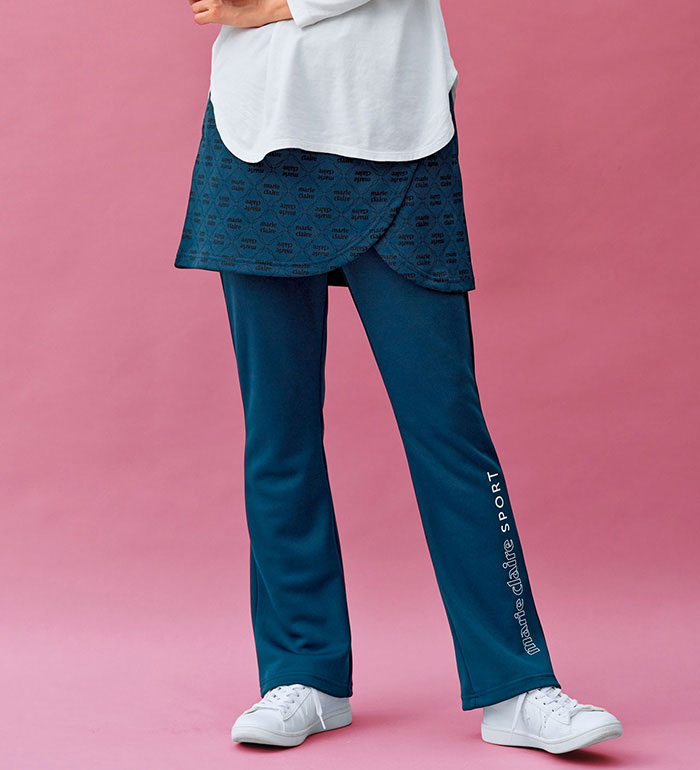 ＼まとめ買い最大2000円OFFクーポン／フルレングスパンツ レディース 【marie claire SPORT】スカート付ジャージパンツ 2026夏 belluna ベルーナ M-5L