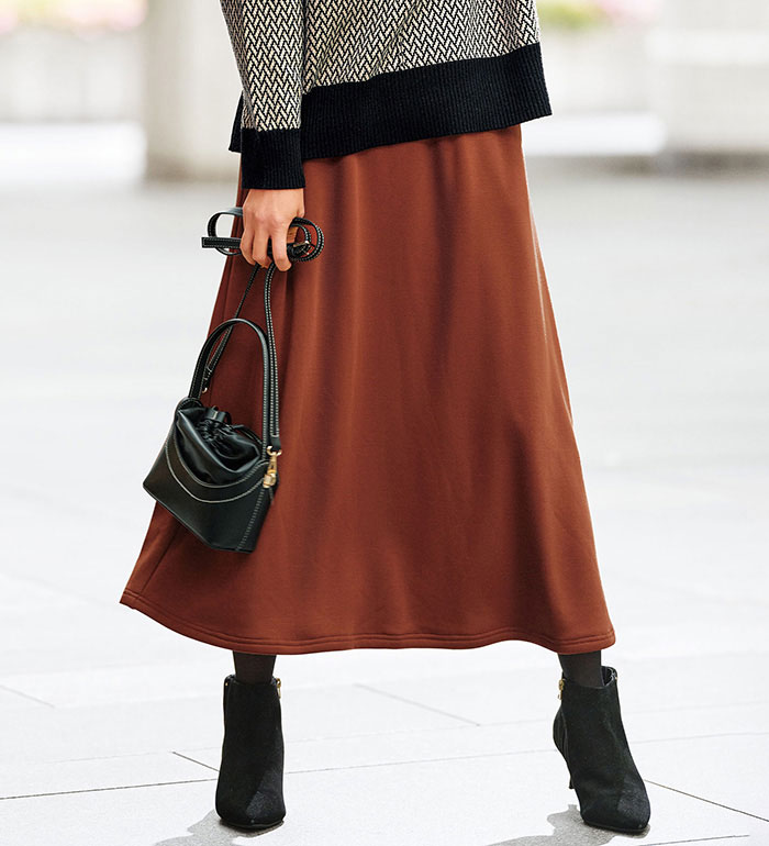 フレアースカート レディース あったか裏ファー素材ロング丈スカート 2025冬 ベルーナ belluna S〜5L